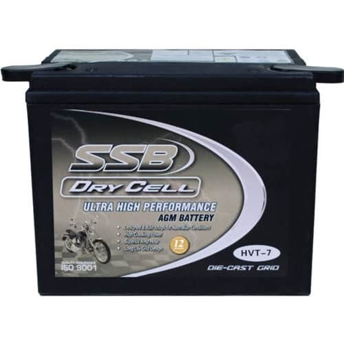 High-performance SSB HVT-7 motorcycle battery for reliable starting and power.