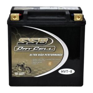 High-performance HVT-8 motorcycle battery for reliable starting.