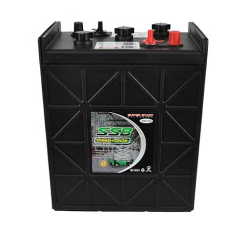Deep cycle flooded lead-acid battery for industrial floor scrubbers. Reliable power source for heavy.