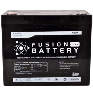 EV12-75 Fusion Electric Vehicle 12V Deep Cycle Battery for automotive and renewable energy applicati.