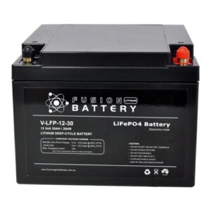 High-capacity 12V deep cycle lithium battery for automotive and renewable energy use.