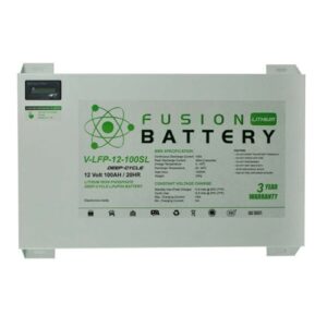 Fusion Lithium deep cycle 12V battery for automotive and renewable energy applications.