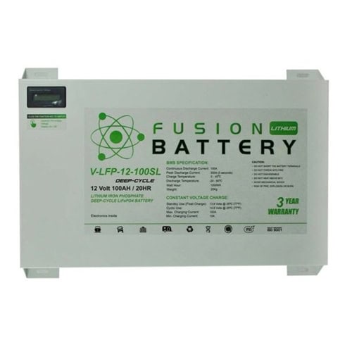 Fusion Lithium deep cycle 12V battery for automotive and renewable energy applications.