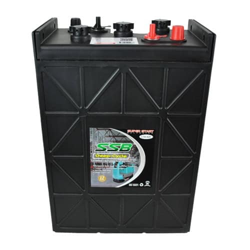 Deep cycle flooded lead-acid battery for automotive and marine use.
