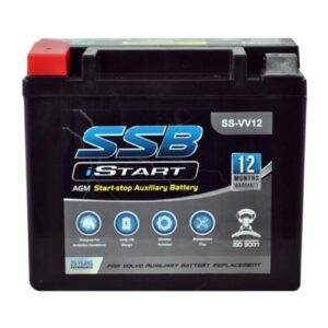 SS-VV12 SSB Auxiliary VRLA AGM Battery for automotive backup and power supply.