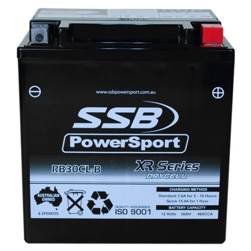 Motorcycle battery for RB30CL-B SSB XR Series with high performance and reliability.