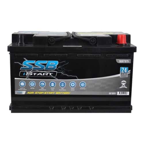 SS75TI SSB Stop Start VRLA AGM Battery for automotive use, reliable power source for vehicle startin.
