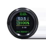 Eco Battery lithium golf cart battery monitor with 53.5V, 100% charge indicator, and real-time volta.