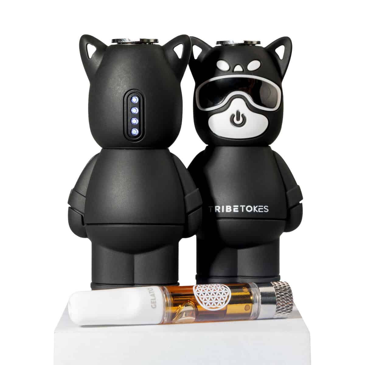 Vape Kitty front and back with cartridge - black