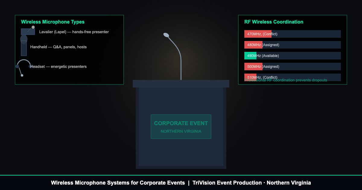 Professional wireless microphone systems for corporate events in Northern Virginia — TriVision