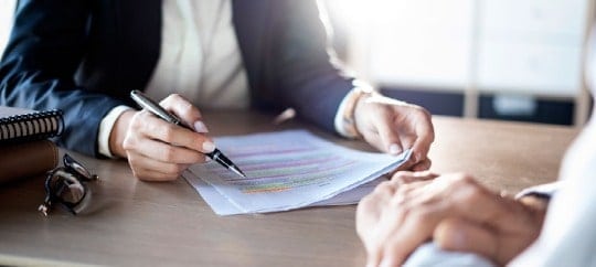 woman reading a document