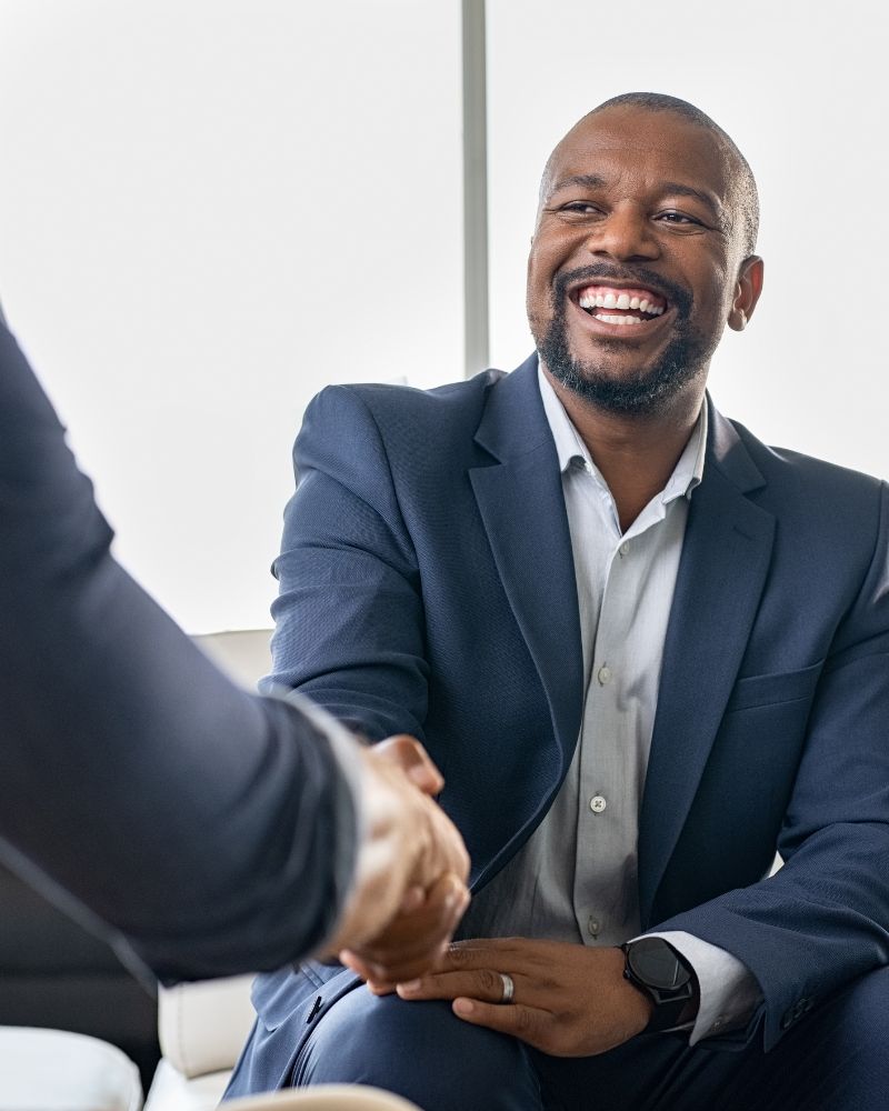 Shaking hands with a satisfied customer
