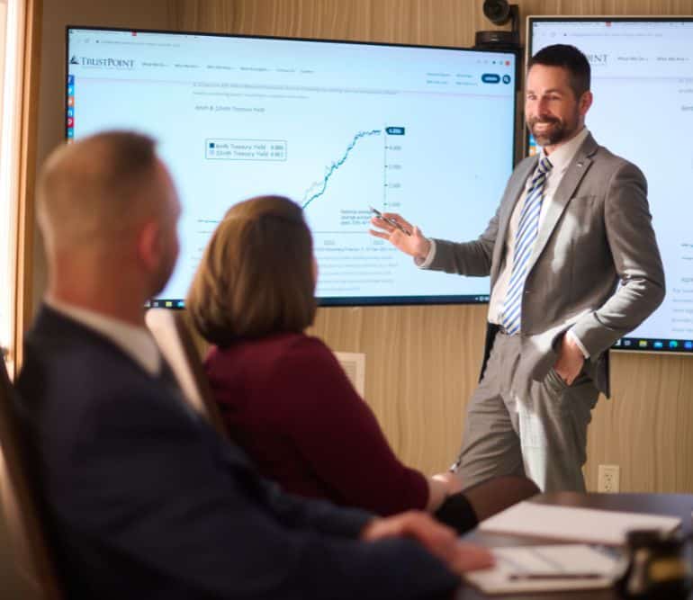 Eau Clair Wealth Manager Showing Growth Chart
