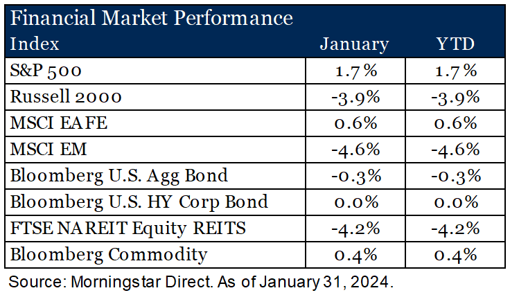 Financial Market Performance Index January 2024