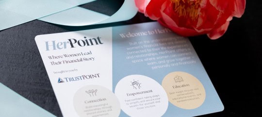 HerPoint postcard with a flower and ribbon
