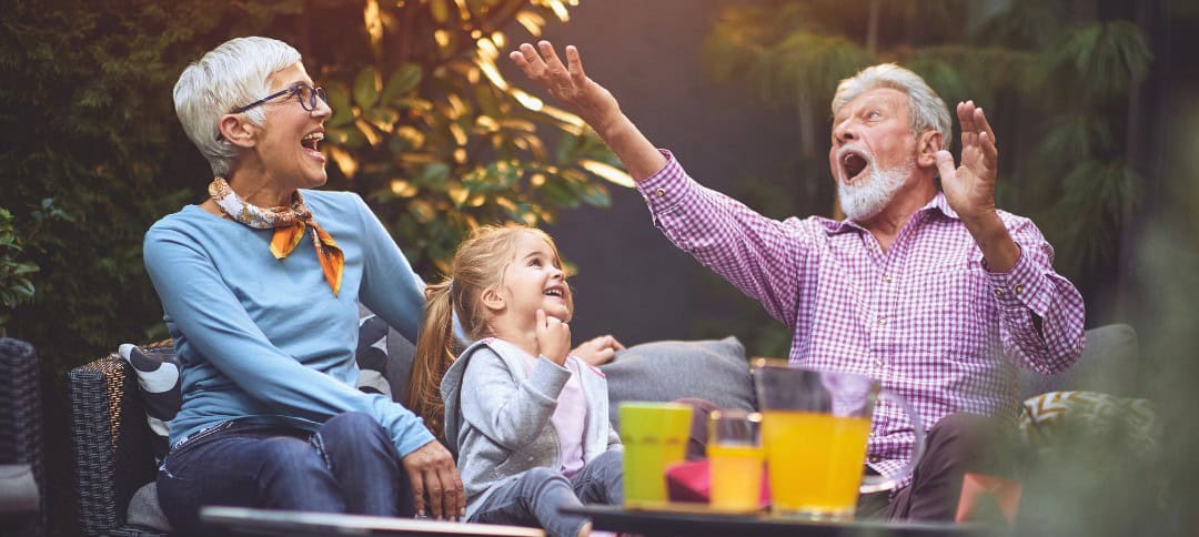 cheerful grandaughter and grandparents