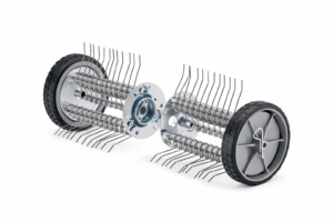 ALT: Μεταλλική τσικουριά με λάμες και ρόδες, εργαλείο συλλογής καρπών και λαχανικών.