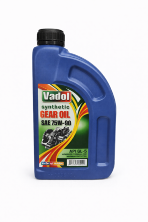 Μπουκάλι με σκούρα μπλε σχεδίαση, ετικέτα με χαρακτηριστικά και εικόνα γραναζιού.