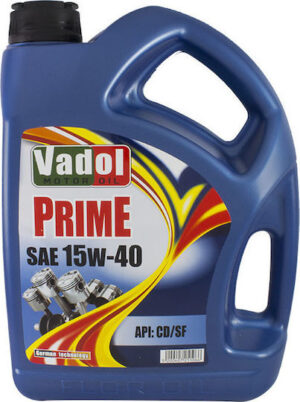 Λάδι κινητήρα Vado Prime 15W-40, υψηλής απόδοσης και καλής λίπανσης για οχήματα.