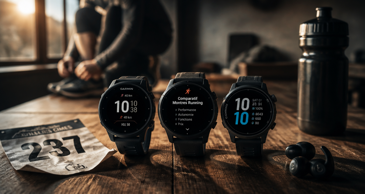 Comparatif montre running avec trois modèles sur une table