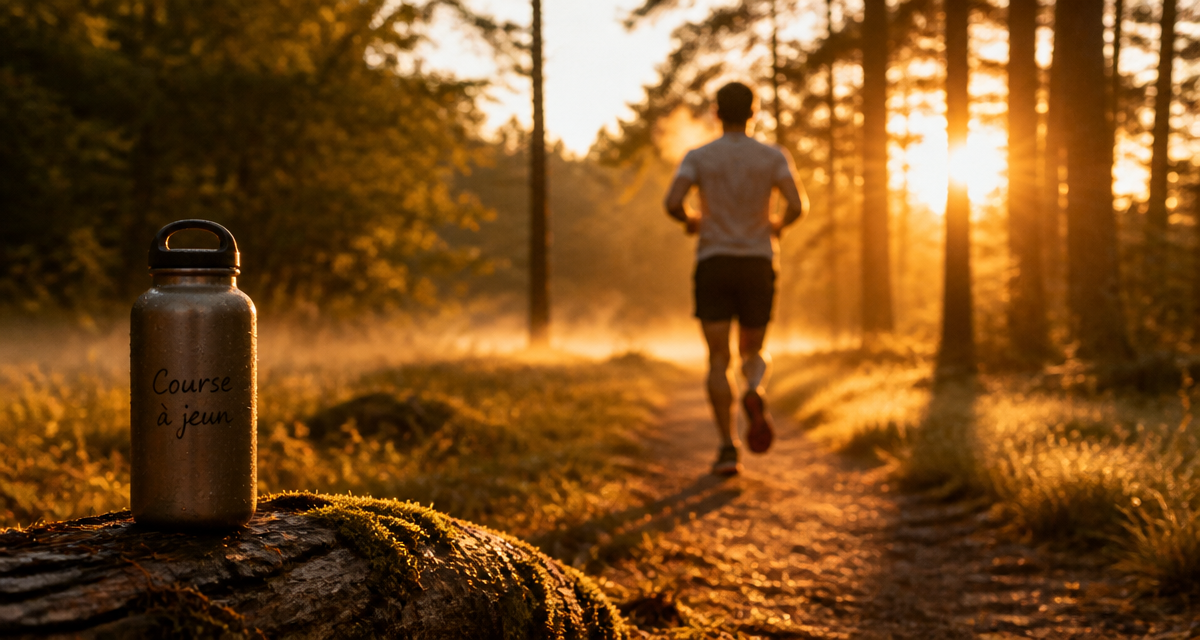 courir le matin a jeun en foret au lever du soleil