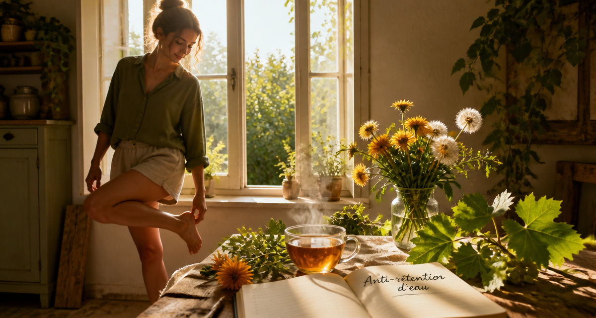 Femme jambes lourdes avec plantes anti retention d eau puissant