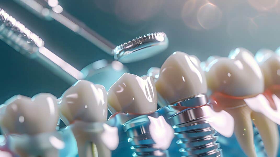 Dental implants with tools and lighting