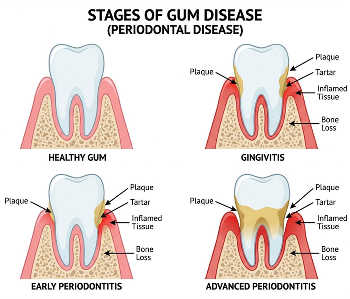 Stages of gum disease diagram