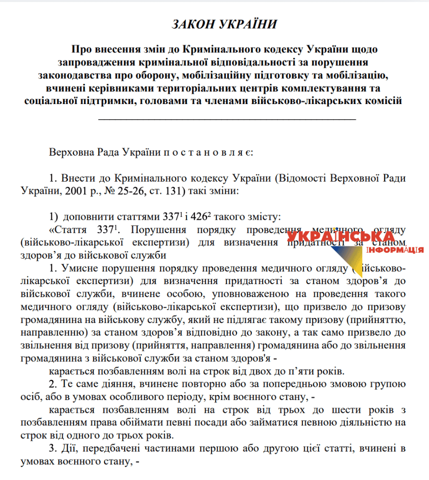 Draft Law No. 12442 of 01/27/2025 on criminal liability for violations for the CCC and VLK