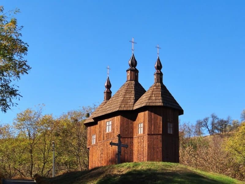 Traditional wooden Cossack church of the Protection of the Blessed Virgin Mary