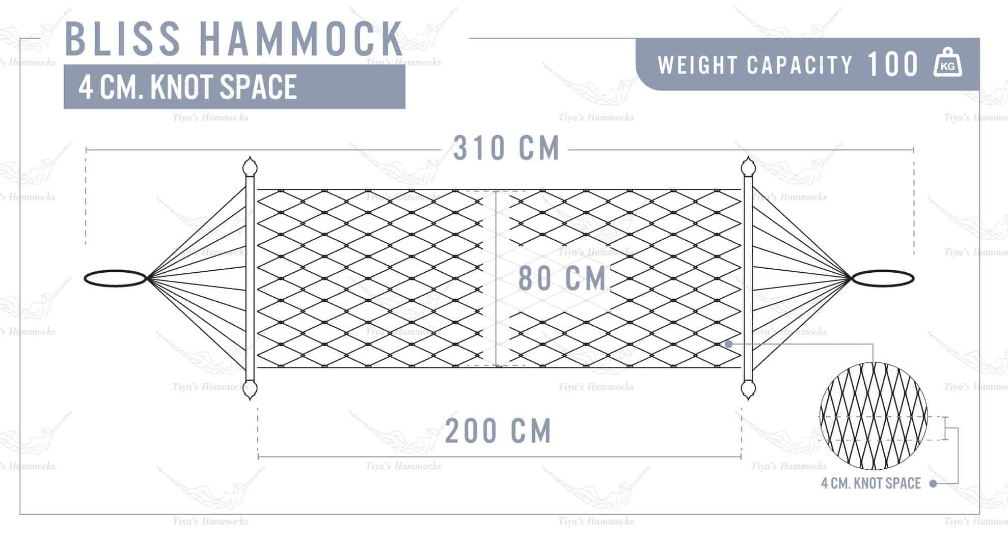Bliss single original cotton rope hammock dimension