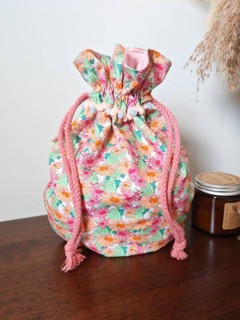 floral drawstring bag
