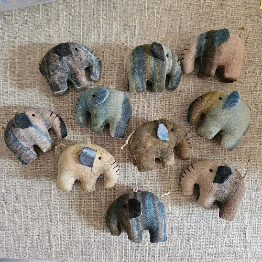 tie dyed elephant dolls
