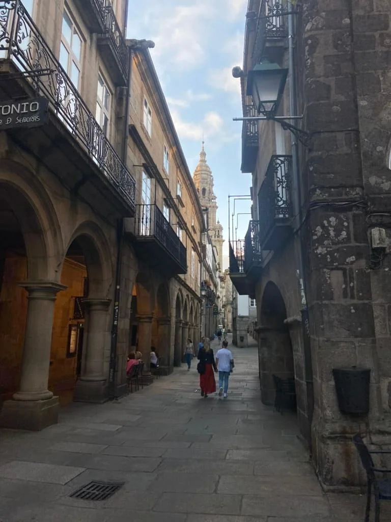 Exploring the streets of the Old Town in Santiago de Compostela, Spain