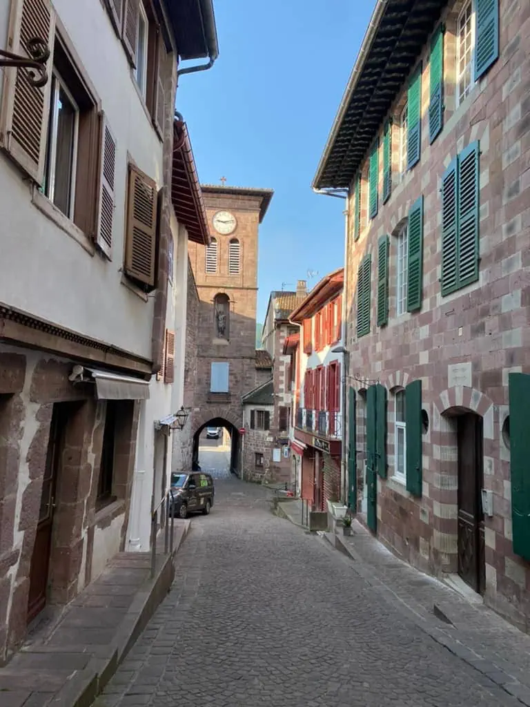 Porte Notre-Dame gate along Rue de la Citadelle in the old town of Saint-Jean-Pied-de-Port.
