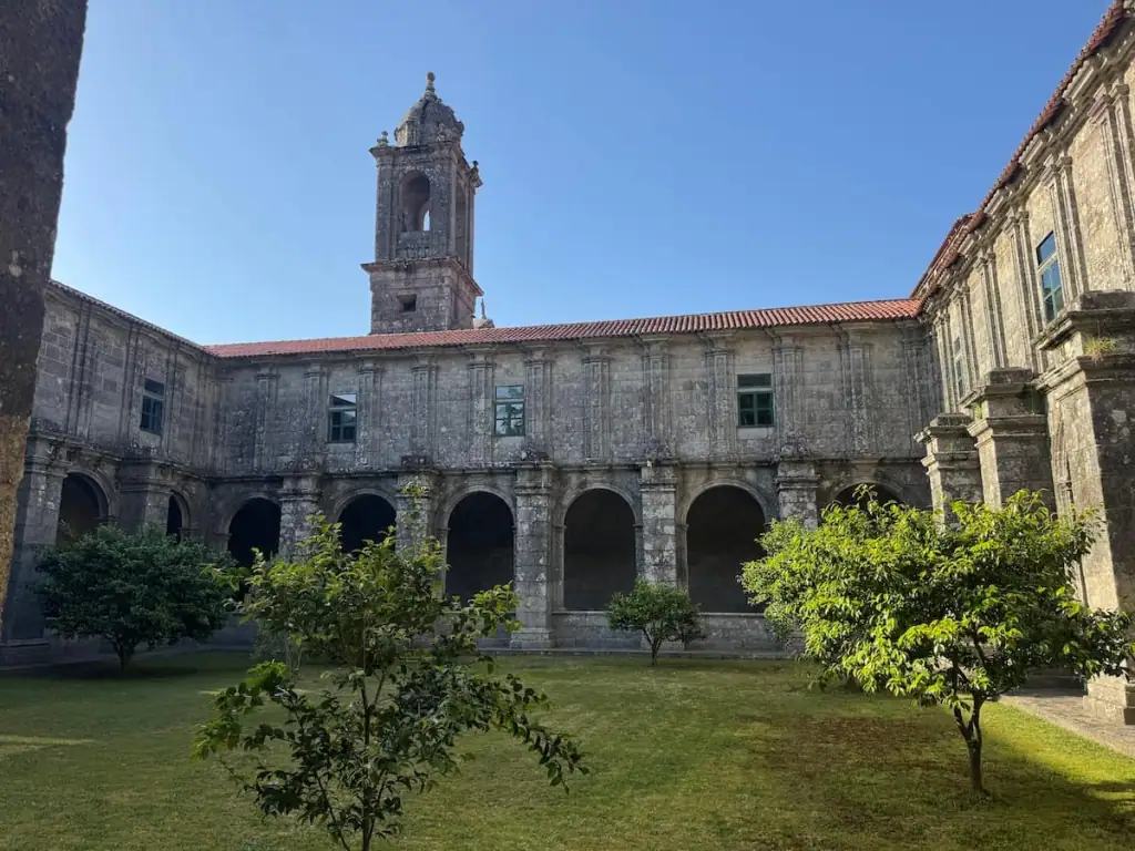 Courtyard of the monastery in Armenteira. Most pilgrims stop here for their first night on the Spiritual Variant of the Portuguese Way.