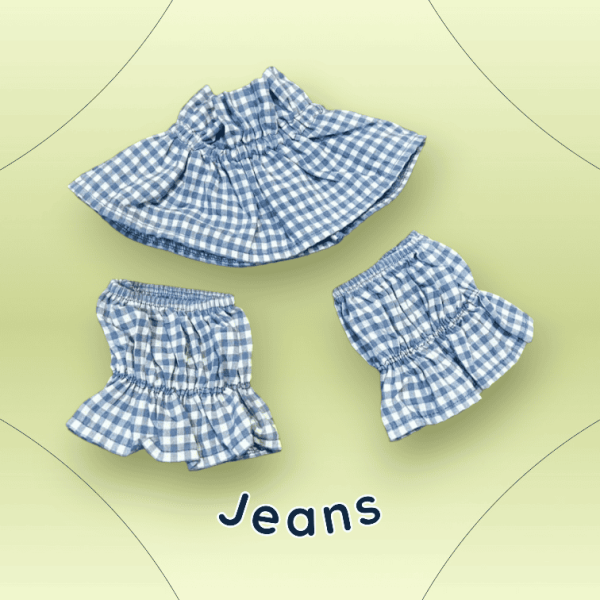 Conjunto de cuellos y puños vichy jeans