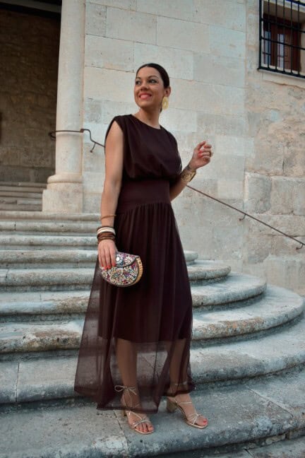 Vestido gasa Tania choco - Imagen 4