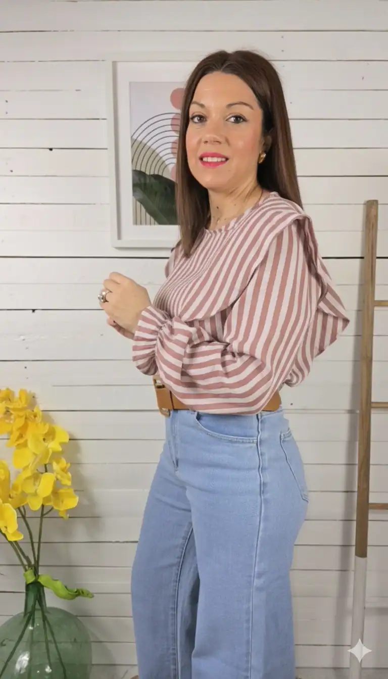 Blusa volante belle rosa - Imagen 3