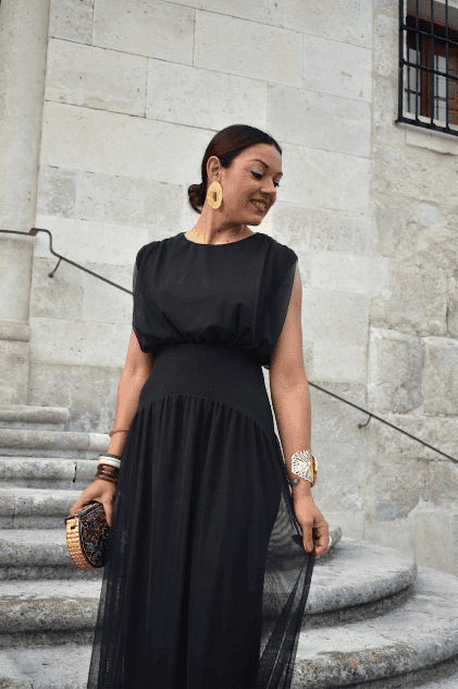 Vestido gasa Tania negro - Imagen 2