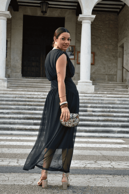 Vestido gasa Tania negro - Imagen 4