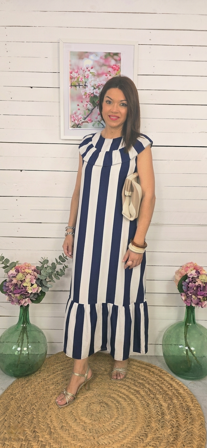 Vestido Marsella blanco y marino - Imagen 2