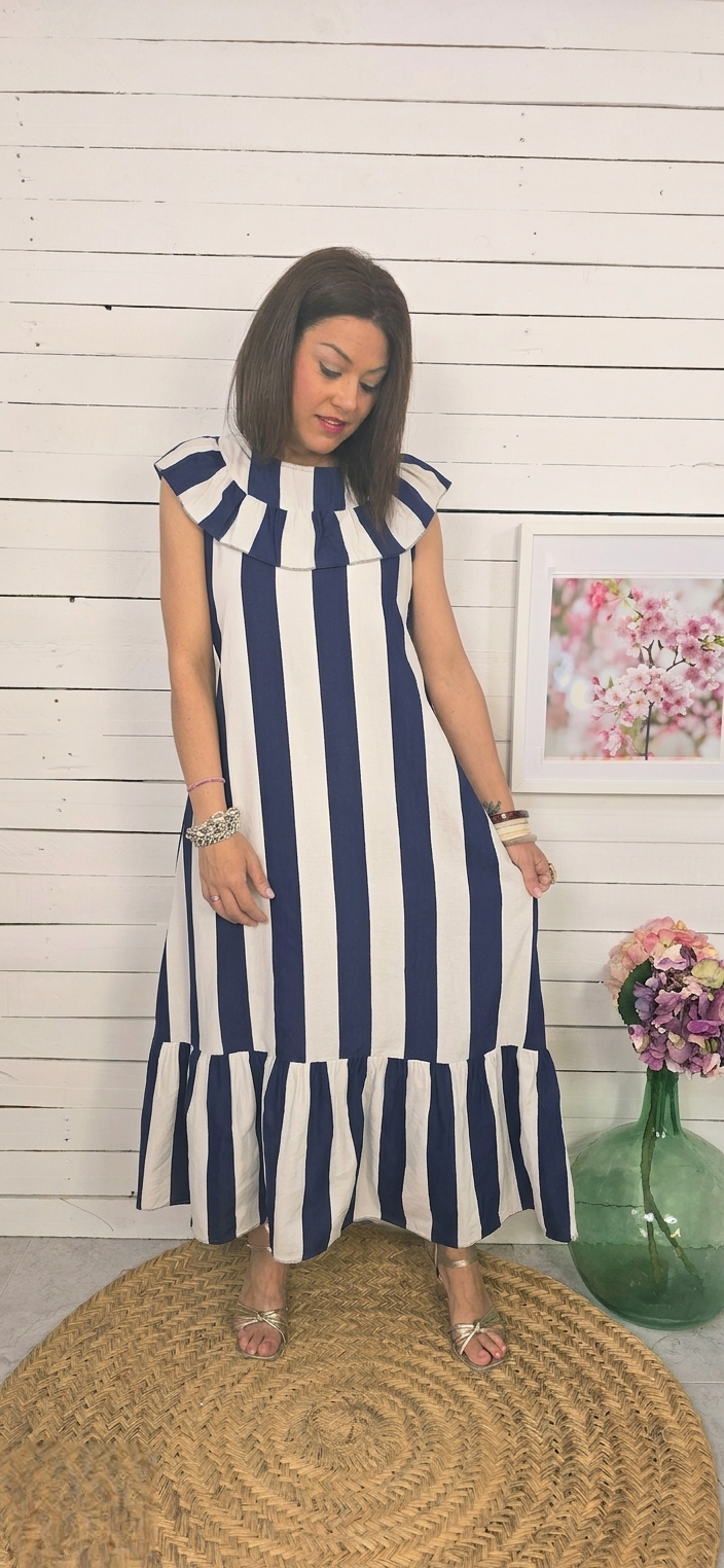 Vestido Marsella blanco y marino