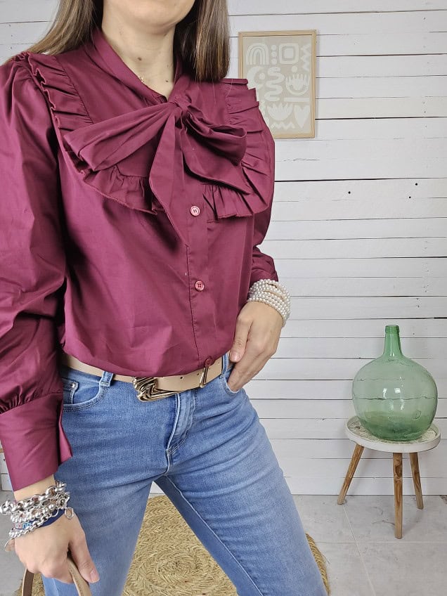 Camisa lazada cyntia burdeos