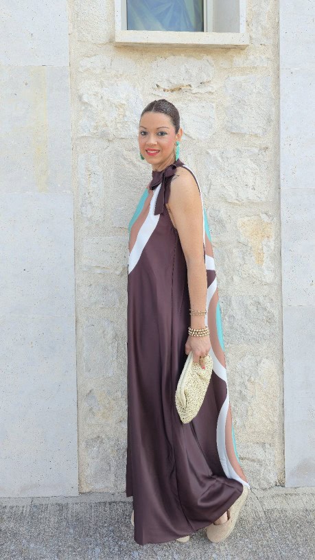 Vestido satinado triana chocolate - Imagen 2