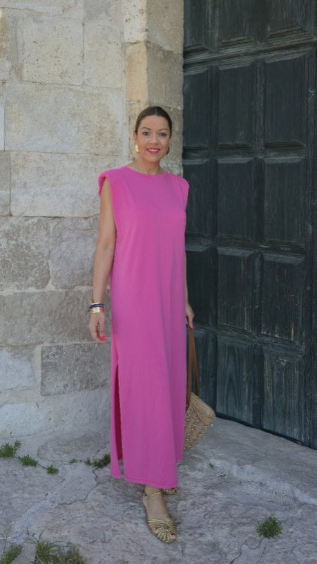 Vestido hombrera two fuxia - Imagen 5