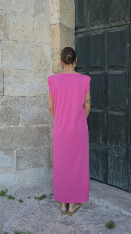 Vestido hombrera two fuxia - Imagen 3