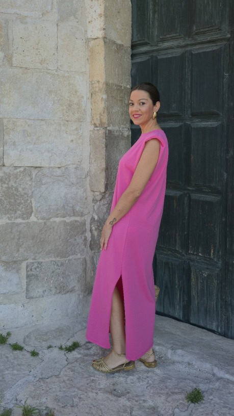 Vestido hombrera two fuxia - Imagen 2