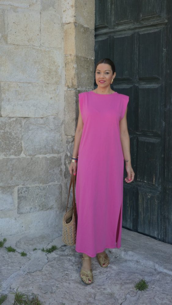 Vestido hombrera two fuxia - Imagen 4