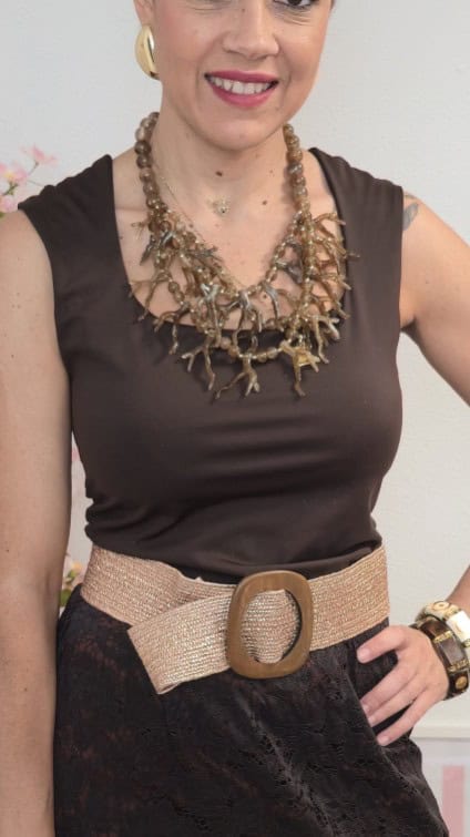 Collar triple coral choco